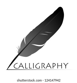 Feather calligraphic pen vector background