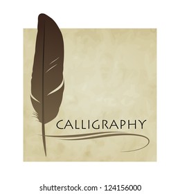 Feather calligraphic pen vector background