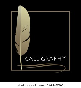 Feather calligraphic pen vector background