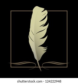 Feather calligraphic pen vector background