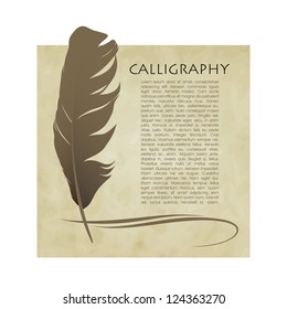 Feather calligraphic pen vector background