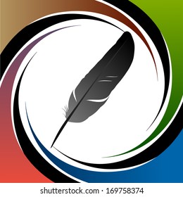 Feather calligraphic pen vector background