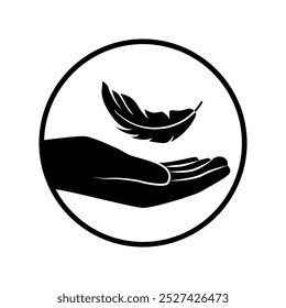 feather care hand icon vector eps