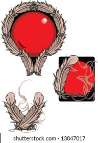 Feather Chain Decor Gray Red Black Vectors