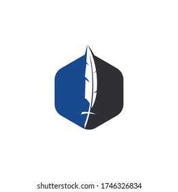 Feather christian cross logo design. Christian church logo concept.