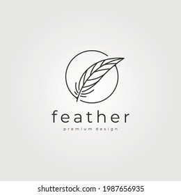 feather circle logo vector line art minimal symbol illustration design