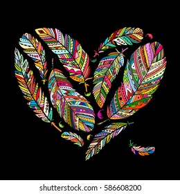 Feather collection, heart shape for your design