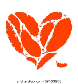 Feather collection, heart shape for your design