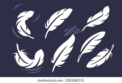 feather collection on dark background.
