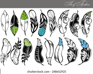 Feather collection, feather silhouettes 