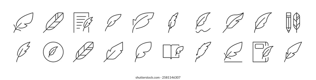 Feather Collection of Thin Icons. Editable Stroke. Suitable for Web Sites, Books, Cards, Apps