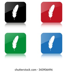 Feather  - color vector icon  with shadow