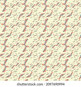 feather. Colorful cute seamless pattern with variety of feathers