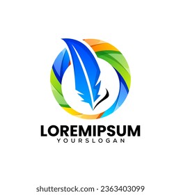 feather colorful icon logo design 