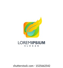 feather colorful logo design illustration