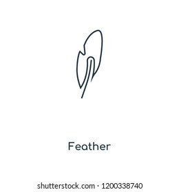Feather concept line icon. Linear Feather concept outline symbol design. This simple element illustration can be used for web and mobile UI/UX.