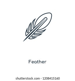 Feather concept line icon. Linear Feather concept outline symbol design. This simple element illustration can be used for web and mobile UI/UX.