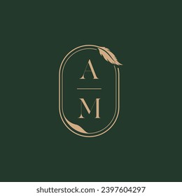 AM feather concept wedding monogram logo design ideas as inspiration