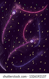 feather and confetti background