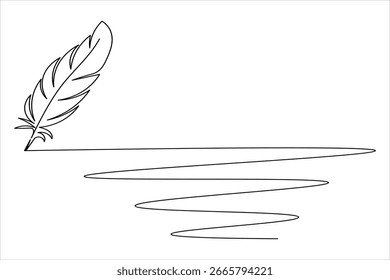 Feder durchgehende eine Linie Zeichnung minimalistischen Stil auf weißem Hintergrund