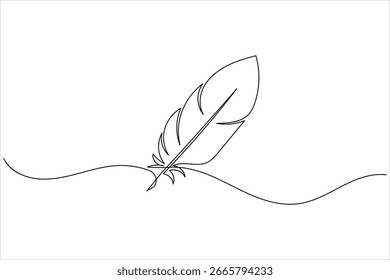 Estilo minimalista de dibujo continuo de una línea de plumas sobre fondo blanco