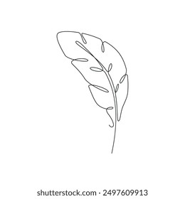 Feather continuous one line. Vector hand drawing.