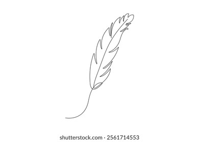 Feather continuous single one lineart  vector illustration