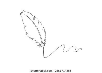 Feather continuous single one lineart  vector illustration