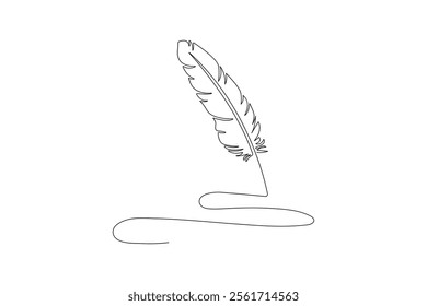 Feather continuous single one lineart  vector illustration