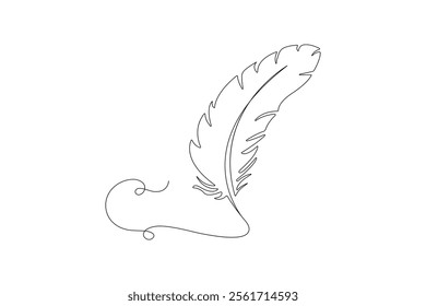 Feather continuous single one lineart  vector illustration