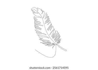 Feather continuous single one lineart  vector illustration