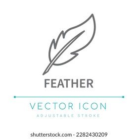 Feather Craft Material Vector Line Icon 