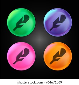 Feather crystal ball design icon in green - blue - pink and orange.
