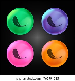 Feather crystal ball design icon in green - blue - pink and orange.