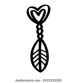 feather cute abstract art boho nursery element. doodle kid hand drawn style.