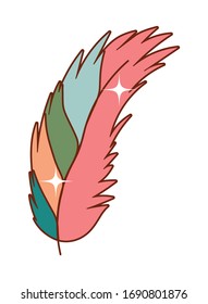 feather design, Boho style bohemic rustic decoration vintage fashion art ornament and drawn theme Vector illustration