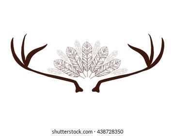 Feather design. isolated  bohemic plume, vector graphic