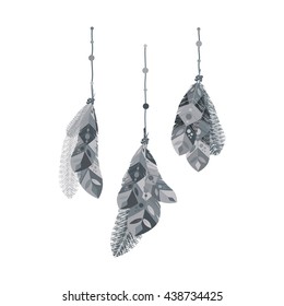 Feather design. isolated  bohemic plume, vector graphic