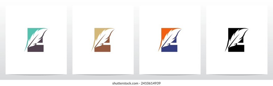 Feather Divide Diagonally On Letter Logo Design E