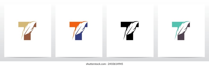 Feather Divide Diagonally On Letter Logo Design T