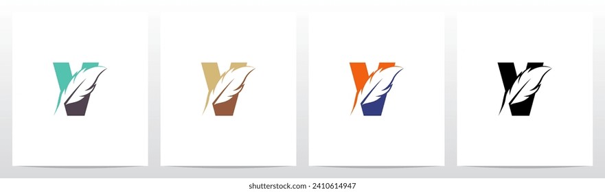 Feather Divide Diagonally On Letter Logo Design V
