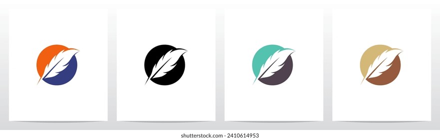 Feather Divide Diagonally On Letter Logo Design O