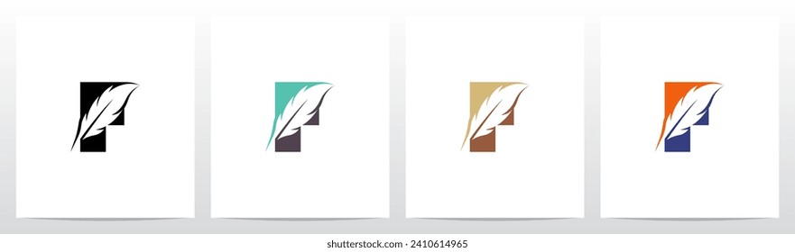 Feather Divide Diagonally On Letter Logo Design F
