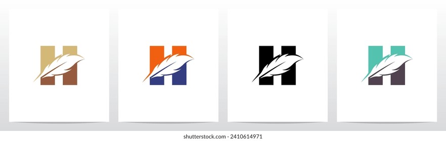 Feather Divide Diagonally On Letter Logo Design H