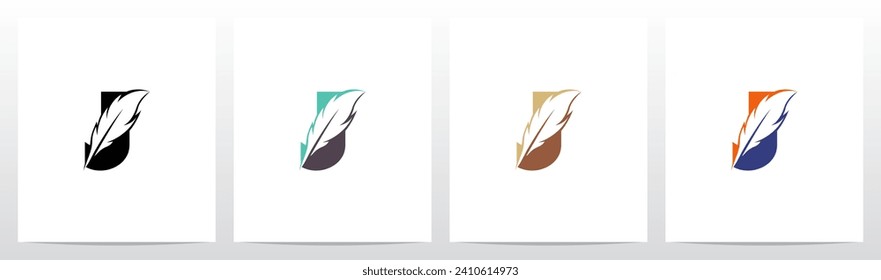 Feather Divide Diagonally On Letter Logo Design J