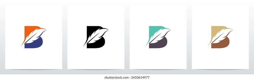 Feather Divide Diagonally On Letter Logo Design B
