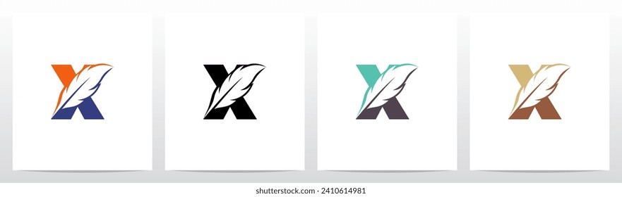 Feather Divide Diagonally On Letter Logo Design X
