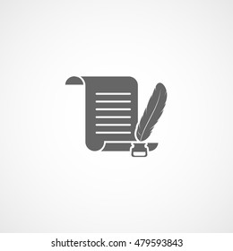 Feather And Document Flat Icon On White Background