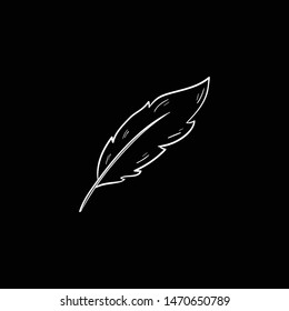 feather doodle hand drawing vector 