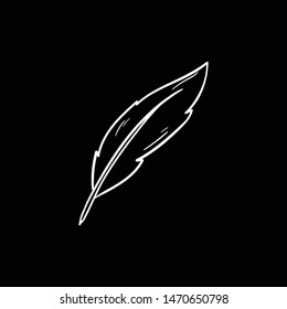 feather doodle hand drawing vector 